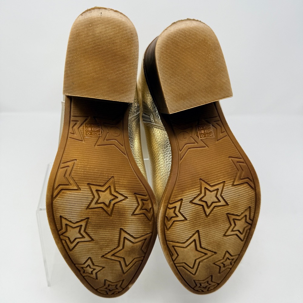 Gold Western Cowboy Cowgirl Boots Womens 7 / 37.5M Stars Design - Picture 6 of 10